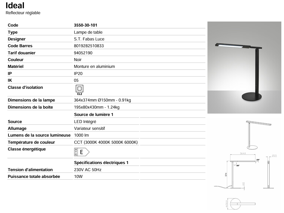 LAMPE A POSER IDEAL FABAS