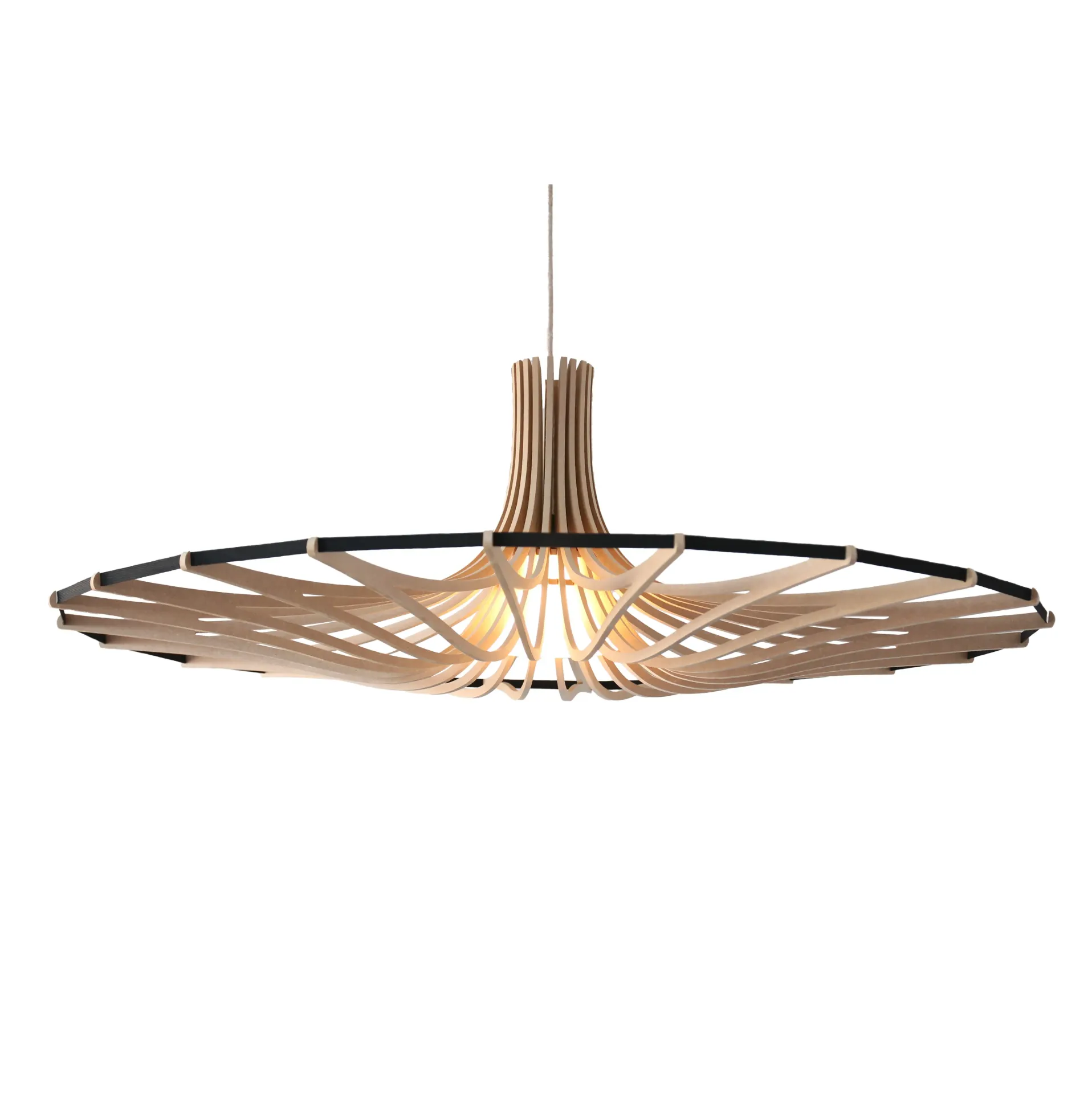 [1000120 1 DIFF] Suspension Boléro Brut L D120 (Noir, Kit lin et rosace bois, Avec Diffuseur)